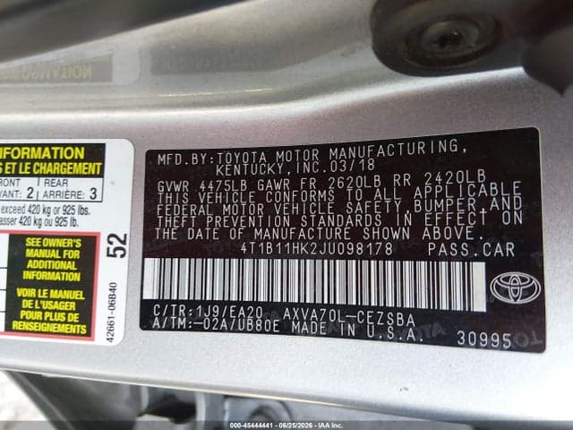 2018 TOYOTA CAMRY SE 9
