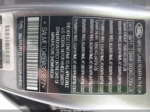 2011 LAND ROVER RANGE ROVER 9