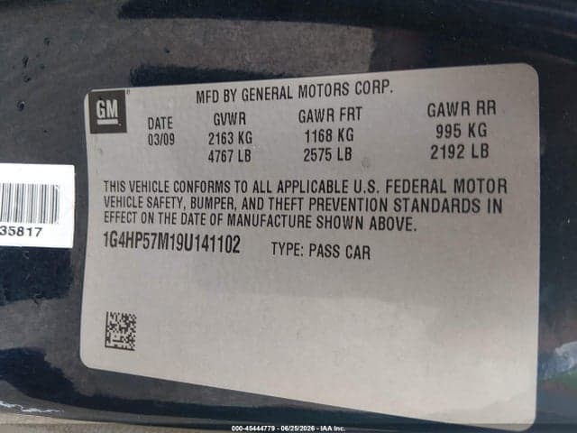 2009 BUICK LUCERNE CX 9