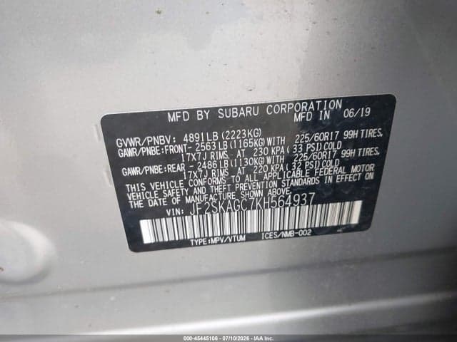 2019 SUBARU FORESTER PREMIUM 9