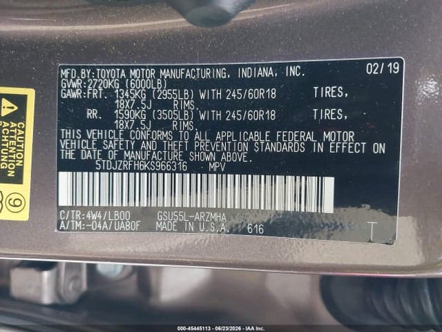 2019 TOYOTA HIGHLANDER XLE 9