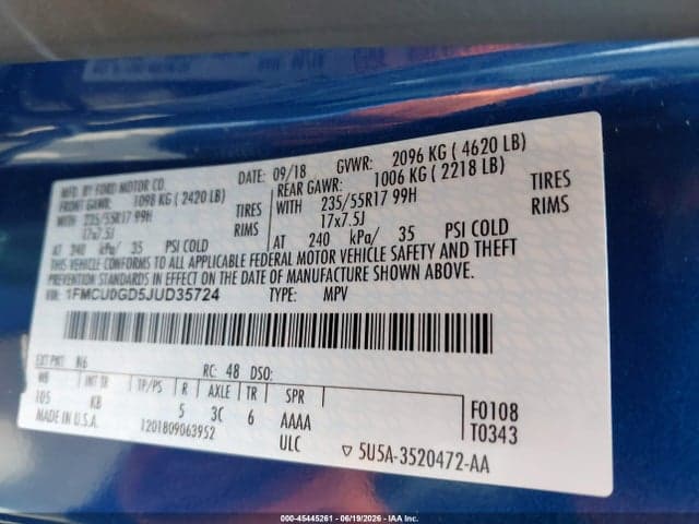 2018 FORD ESCAPE SE 9