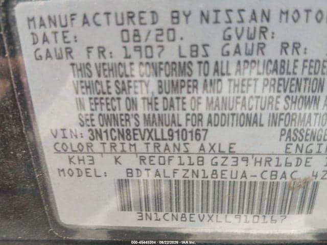 2020 NISSAN VERSA SV XTRONIC CVT 9