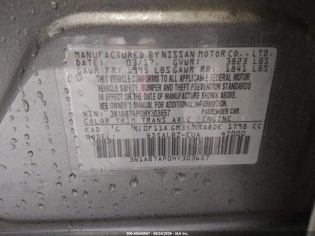 2017 NISSAN SENTRA S 9