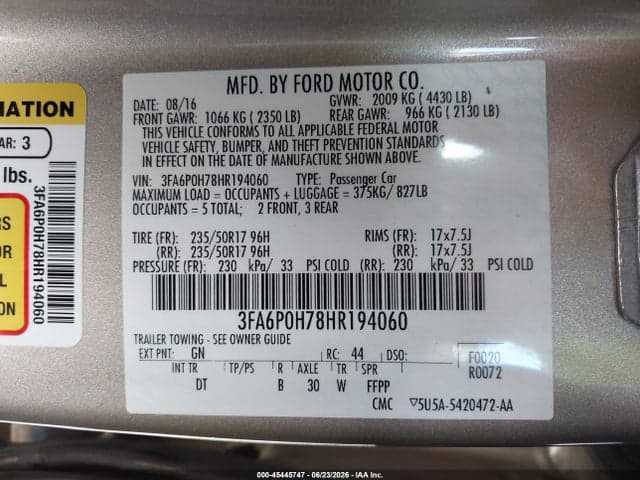 2017 FORD FUSION SE 9