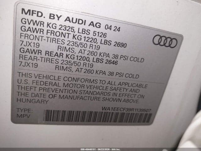 2024 AUDI Q3 PREMIUM PLUS 45 TFSI S LINE QUATTRO TIPTRONIC 9