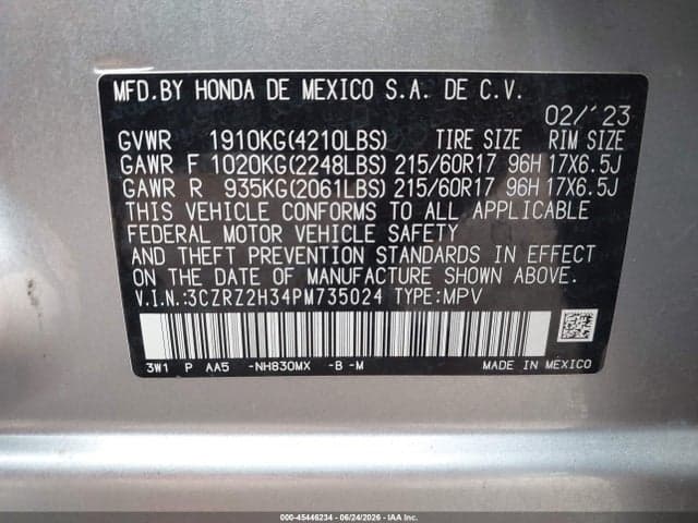 2023 HONDA HR-V AWD LX 9