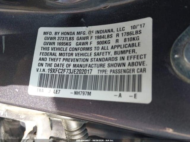 2018 HONDA CIVIC EX 9