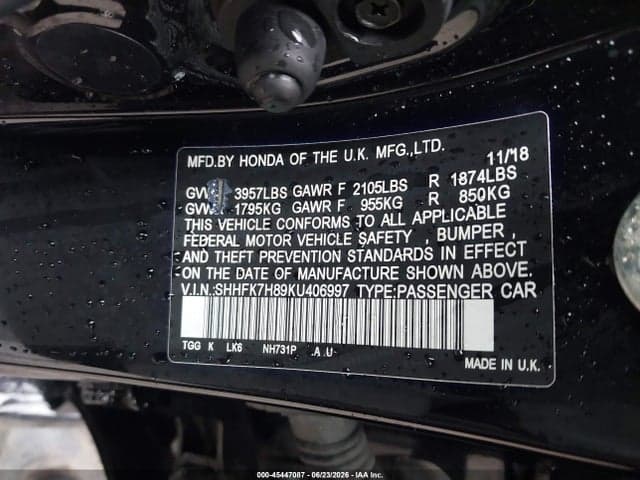 2019 HONDA CIVIC EX-L 9