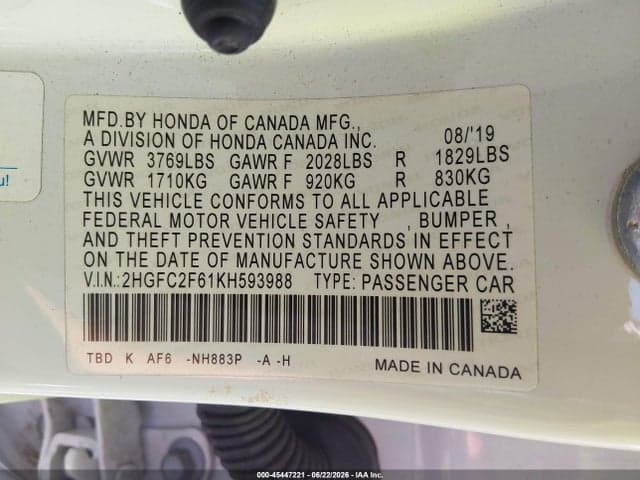 2019 HONDA CIVIC LX 9