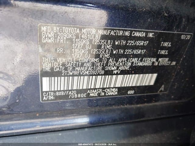2021 TOYOTA RAV4 XLE 9