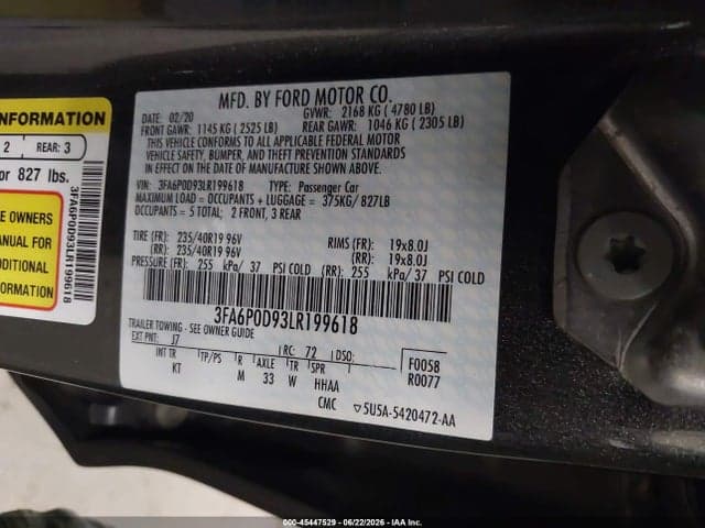 2020 FORD FUSION TITANIUM 9