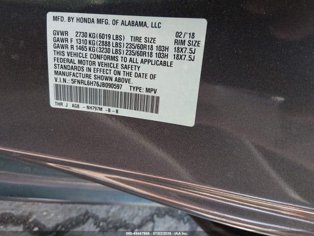 2018 HONDA ODYSSEY EX-L 9