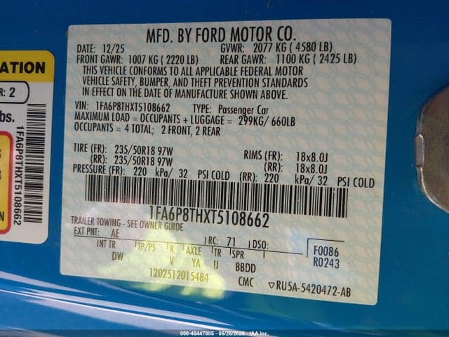 2026 FORD MUSTANG ECOBOOST FASTBACK 9