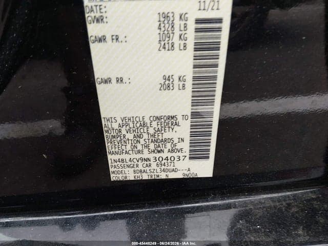 2022 NISSAN ALTIMA SR FWD 9