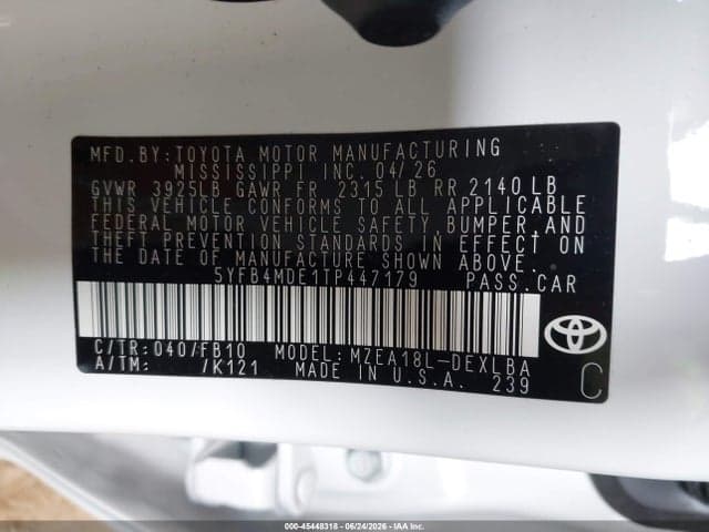 2026 TOYOTA COROLLA LE 9