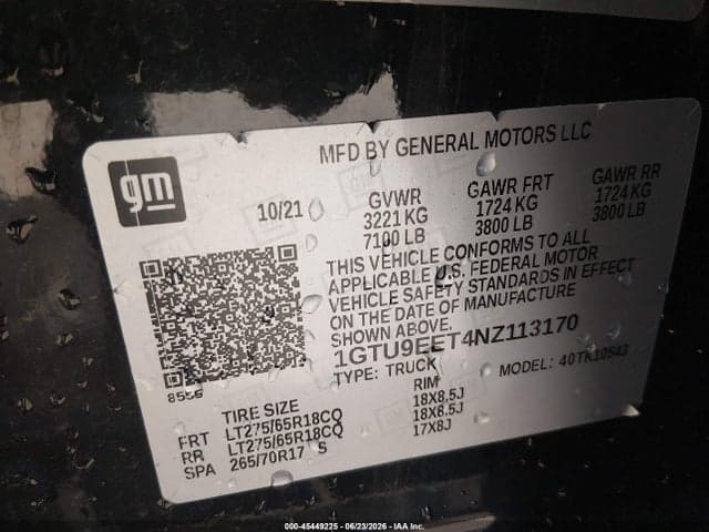 2022 GMC SIERRA 1500 LIMITED 4WD SHORT BOX AT4 9