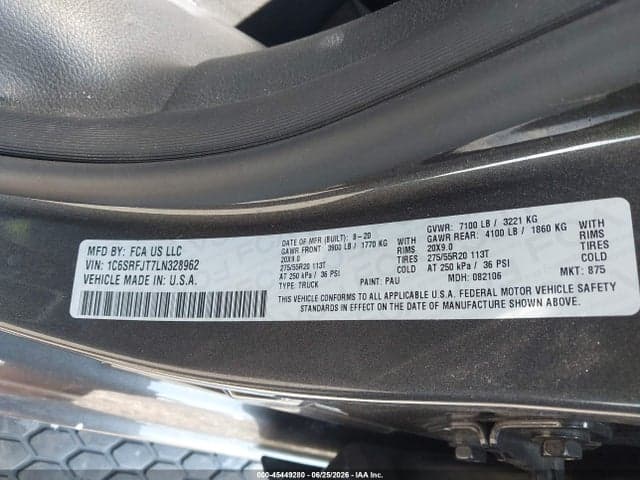 2020 RAM 1500 LARAMIE 4X4 5'7 BOX 9