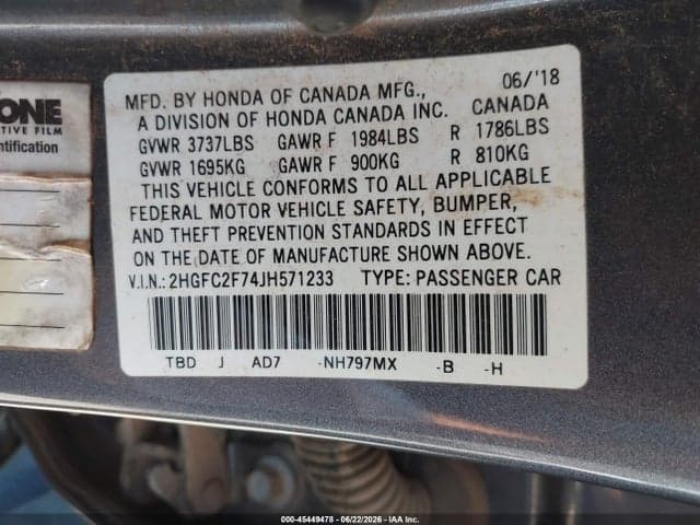 2018 HONDA CIVIC EX 9