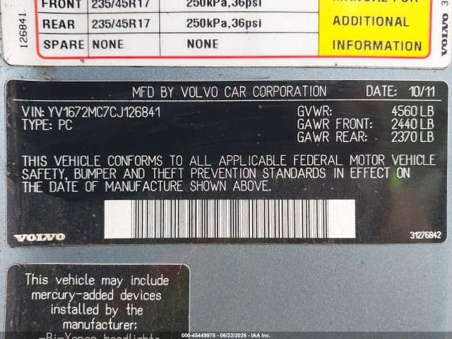 2012 VOLVO C70 T5/T5 9