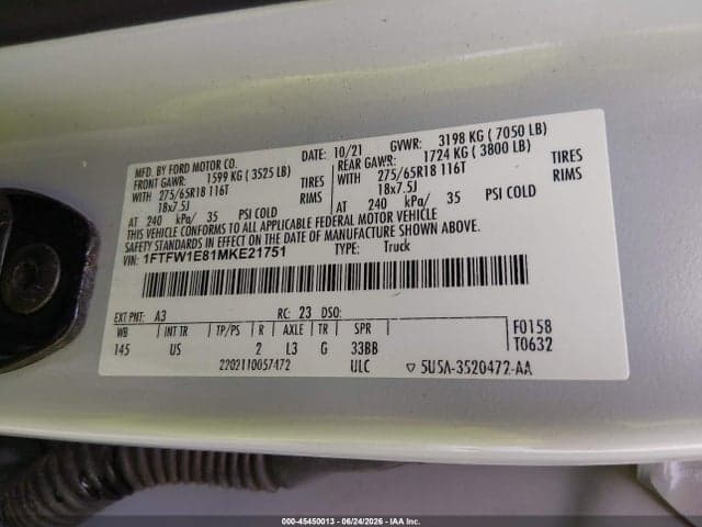2021 FORD F-150 KING RANCH/LARIAT/LIMITED/PLATINUM/TREMOR/XL/XLT 9