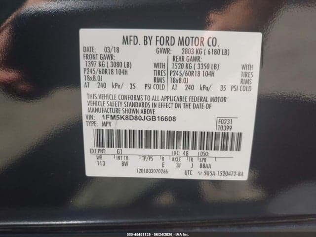 2018 FORD EXPLORER XLT 9