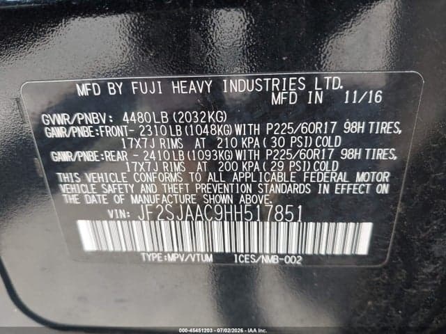 2017 SUBARU FORESTER 2.5I 9