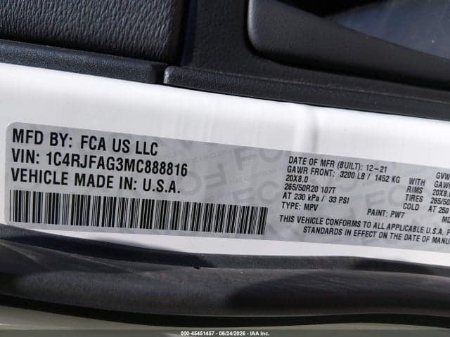 2021 JEEP GRAND CHEROKEE LAREDO X 4X4 9