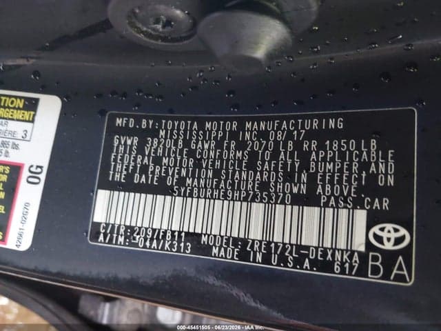 2017 TOYOTA COROLLA LE 9