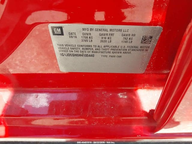 2017 CHEVROLET SONIC LT AUTO 9