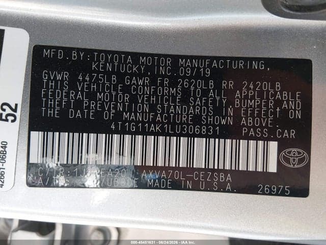 2020 TOYOTA CAMRY SE 9