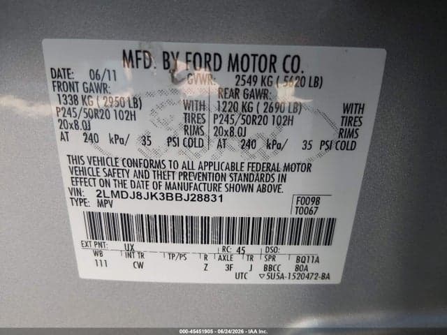 2011 LINCOLN MKX 9