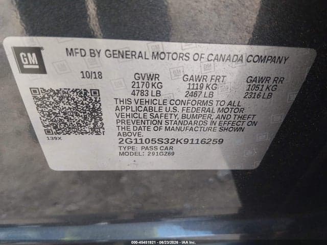 2019 CHEVROLET IMPALA PREMIER 9
