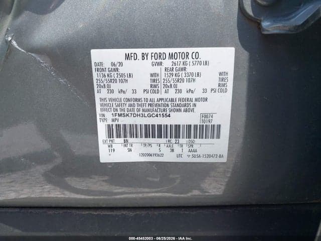 2020 FORD EXPLORER XLT 9