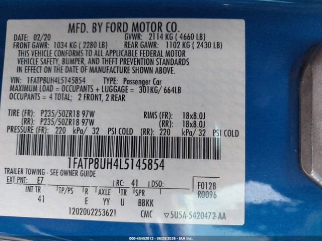 2020 FORD MUSTANG ECOBOOST PREMIUM 9
