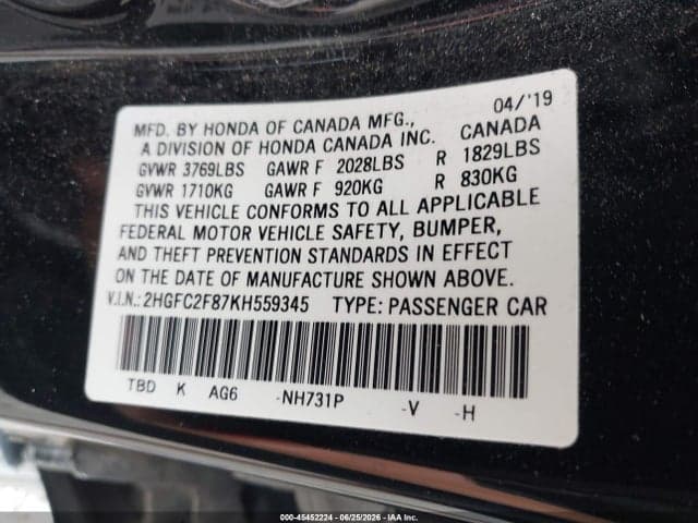 2019 HONDA CIVIC SPORT 9
