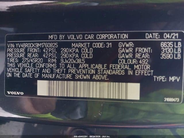 2021 VOLVO XC90 RECHARGE 9
