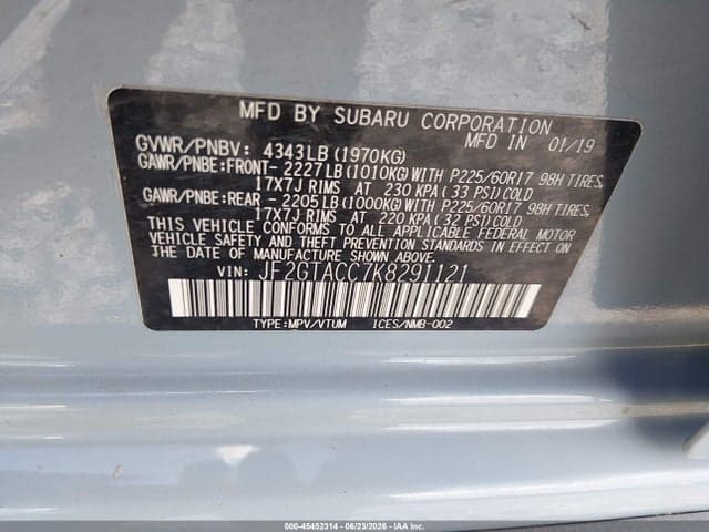 2019 SUBARU CROSSTREK 2.0I PREMIUM 9