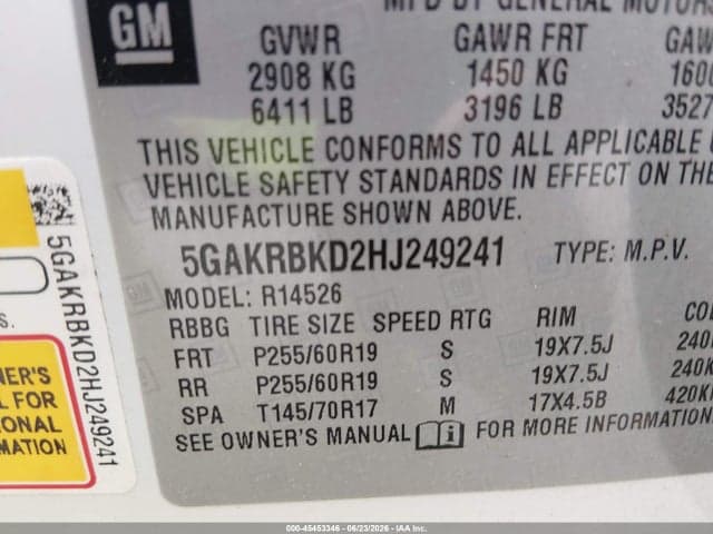 2017 BUICK ENCLAVE LEATHER 9