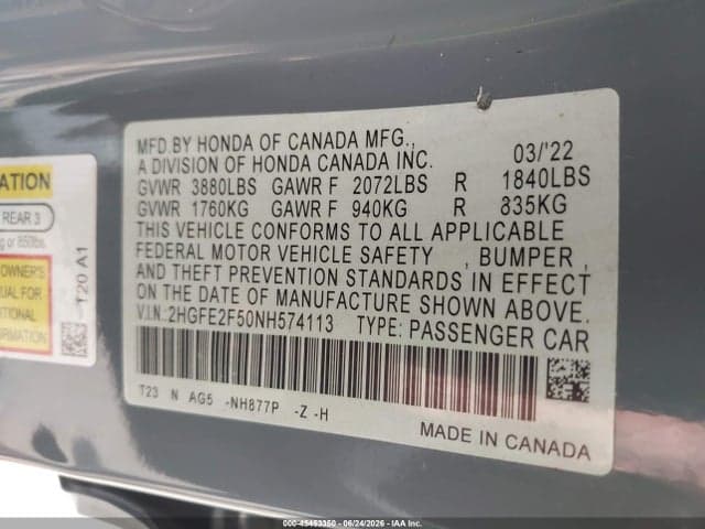 2022 HONDA CIVIC SPORT 9