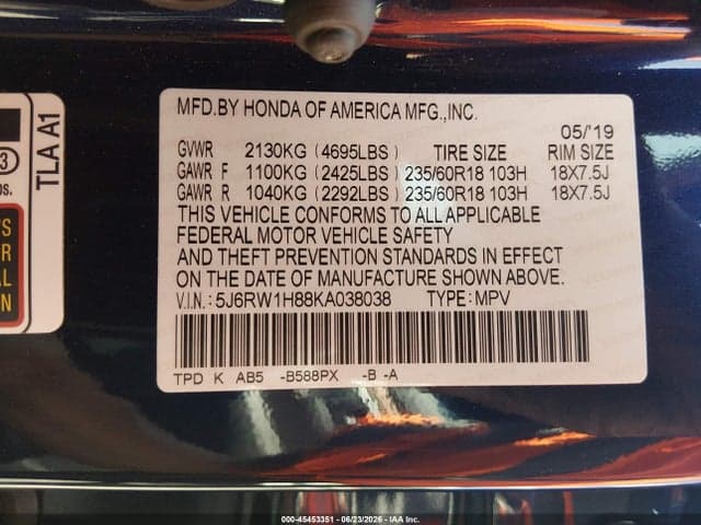 2019 HONDA CR-V EX-L 9