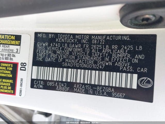2022 LEXUS ES 250 9
