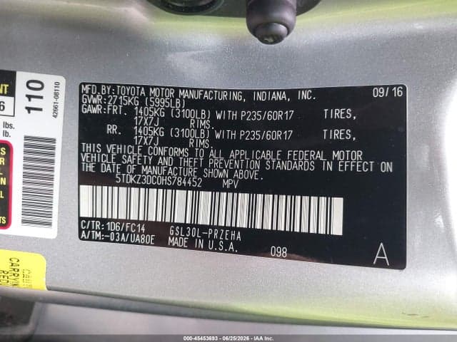2017 TOYOTA SIENNA LE 8 PASSENGER 9