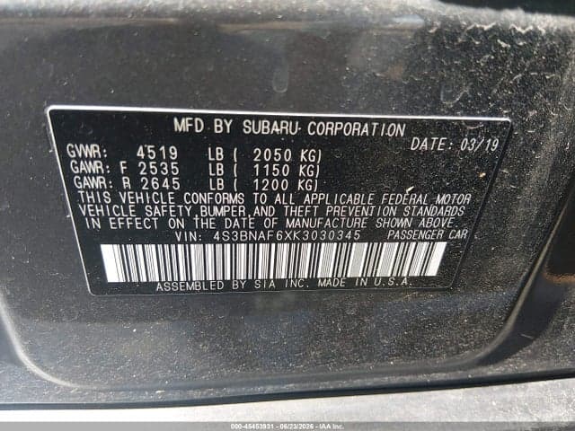 2019 SUBARU LEGACY 2.5I PREMIUM 9