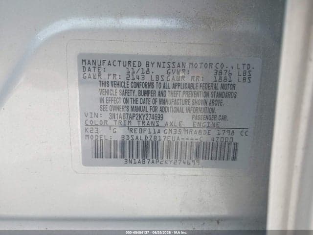 2019 NISSAN SENTRA SV 9