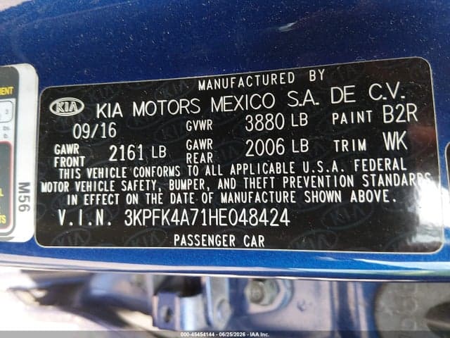 2017 KIA FORTE LX 9