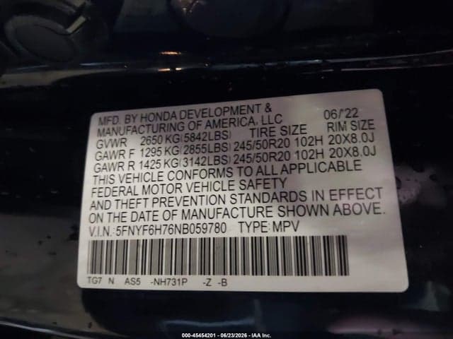 2022 HONDA PILOT AWD BLACK EDITION 9