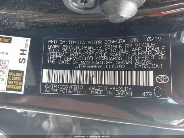 2020 TOYOTA COROLLA HYBRID LE 9
