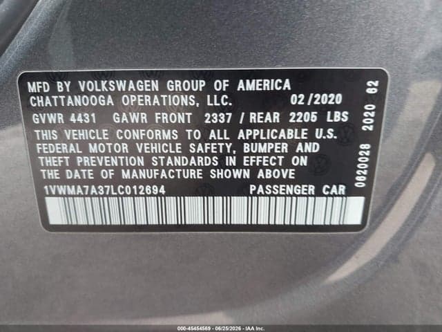 2020 VOLKSWAGEN PASSAT 2.0T R-LINE 9