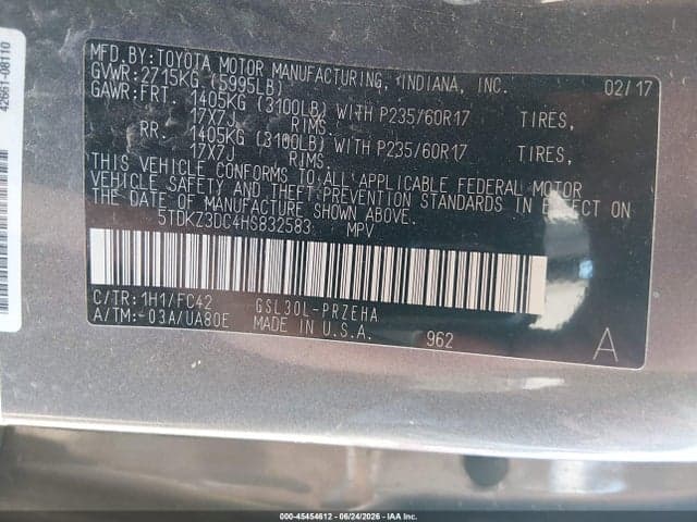 2017 TOYOTA SIENNA LE 8 PASSENGER 9